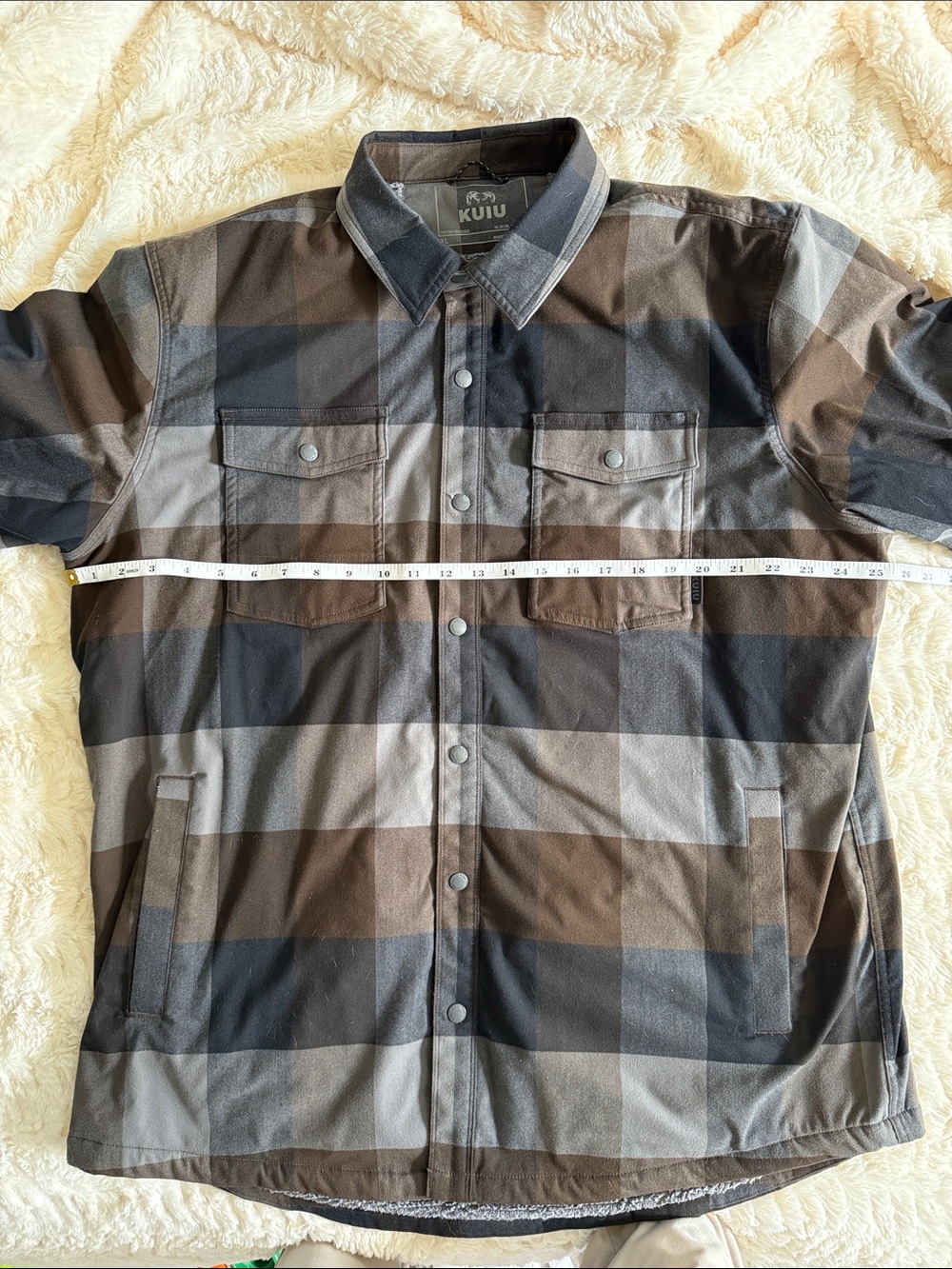 KUIU Men's Brown & Gray Plaid Shirt Jacket - Picture 4 of 9